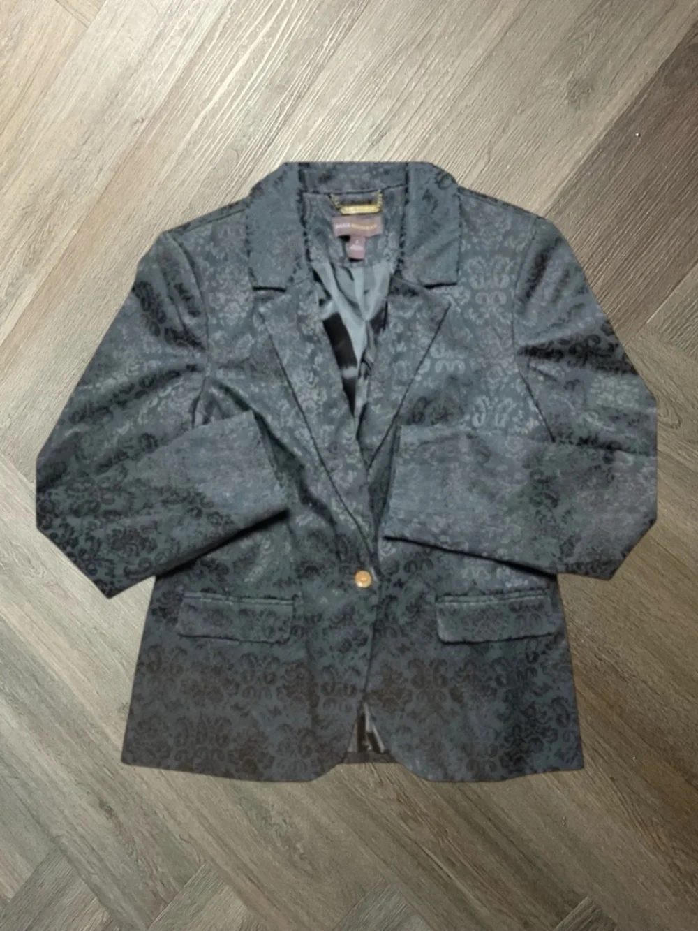 Dana Buchman‎ Damask Jacquard Blazer Jacket Womens 6 Black Elegant Brocade Paris